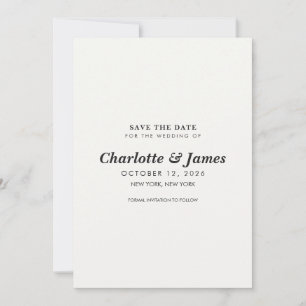 Modern minimalist schwarz-weiß Save-the-Date-Karte
