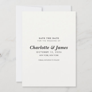 Modern minimalist schwarz-weiß Save-the-Date-Karte