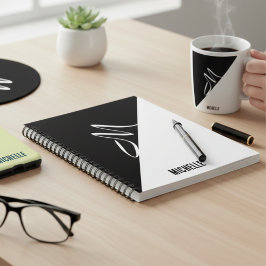 Modern minimalist schwarze und weiße chic Monogram Notizblock