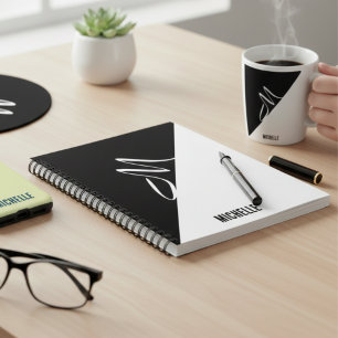 Modern minimalist schwarze und weiße chic Monogram Notizblock