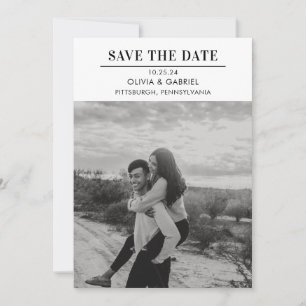 Modern minimalist schwarze weiße Foto-Save-the-Dat Save The Date