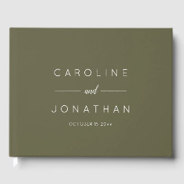 Modern Minimalist Script Custom Wedding Olive Moss Gästebuch