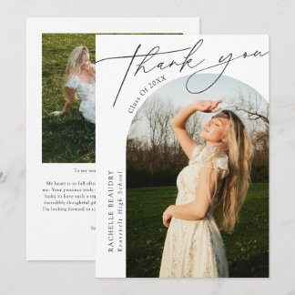 Modern Minimalist Script Graduation 2 Photo Dankeskarte