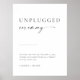 Modern Minimalist Script Unplugged Wedding Poster
