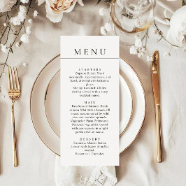 Modern Minimalist Simple Black Line Wedding Dinner Menükarte