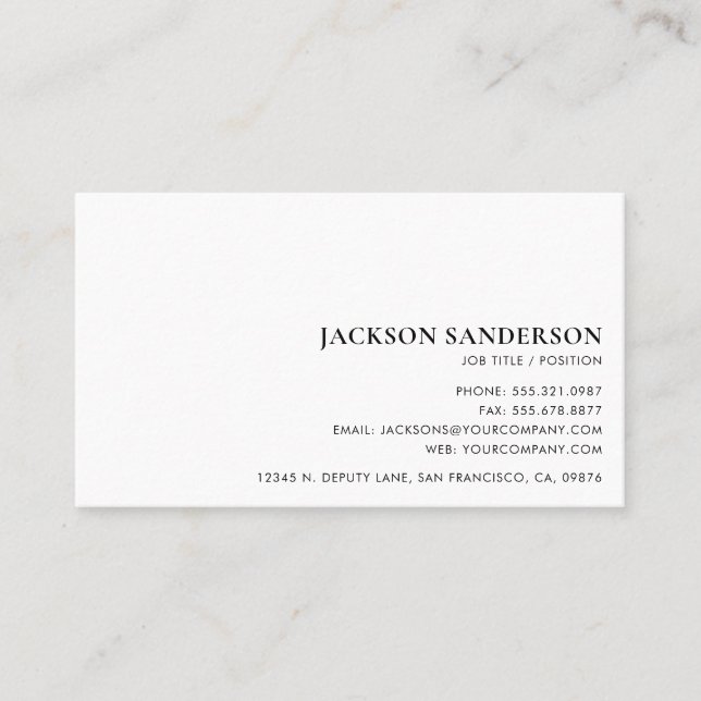 Modern Minimalist Simple Professional Black White Visitenkarte (Vorderseite)