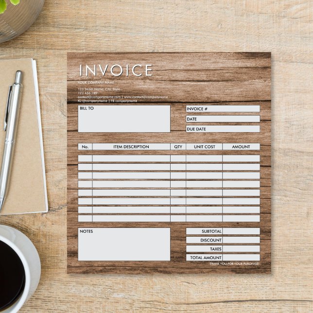 Modern Minimalist Small Invoice Form Business Logo Notizblock (professional Minimalist Small Invoice Form Business Logo Notepad)