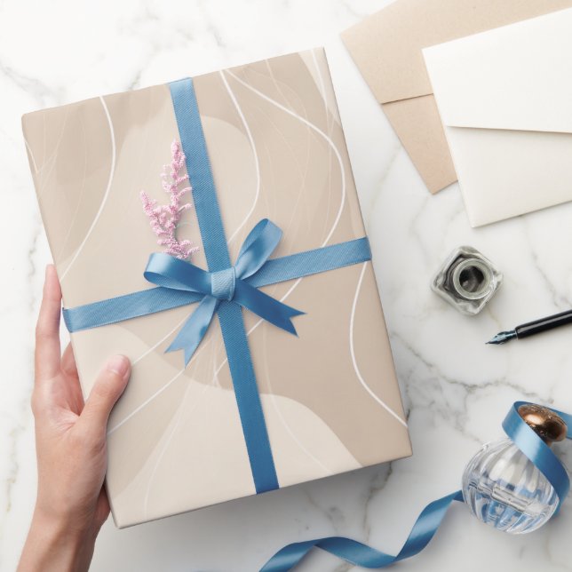 Modern Minimalist Soft Beige Flow Abstract Pattern Geschenkpapier (Schenken)