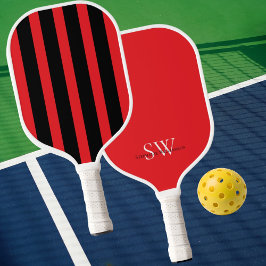Modern Minimalist Stripes Red Black Custom Pickleball Schläger