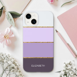 Modern minimalist style purple stripes and gold  Case-Mate iPhone 14 hülle