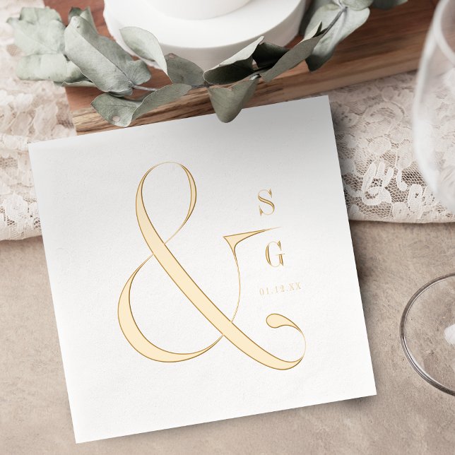 Modern minimalist typography couples monogram servietten mit folie (Modern minimalist typography couples monogram foil napkins)