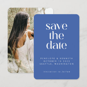 Modern minimalist ultramarinblaues einfaches Foto Save The Date