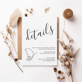 Modern Minimalist Wedding Details Card Einladung