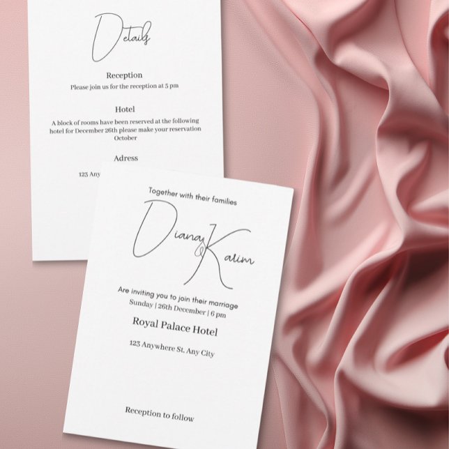 Modern Minimalist Wedding Einladung White (Von Creator hochgeladen)