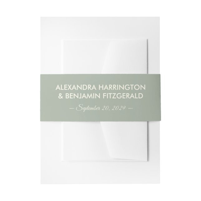 Modern Minimalist Wedding | Sage Green Timeless  Einladungsbanderole (Vorderseite Beispiel)