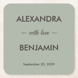 Modern Minimalist Wedding | Sage Green Timeless  Rechteckiger Pappuntersetzer