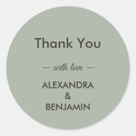 Modern Minimalist Wedding | Sage Green Timeless  Runder Aufkleber