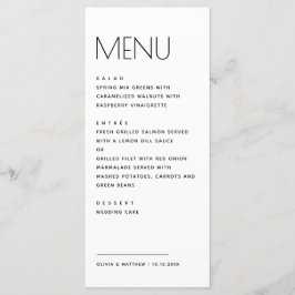 Modern Minimalist Wedding. Simple Clean Typography Menükarte