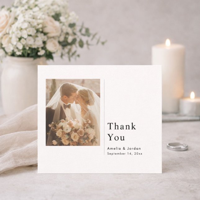 Modern Minimalist Wedding Thank You Card With Note Dankeskarte (Von Creator hochgeladen)