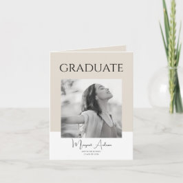 Modern Minimalist White and Brown Photo Graduation Ankündigung