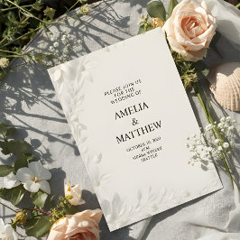 Modern Minimalist White Floral Wedding Invitation Einladung