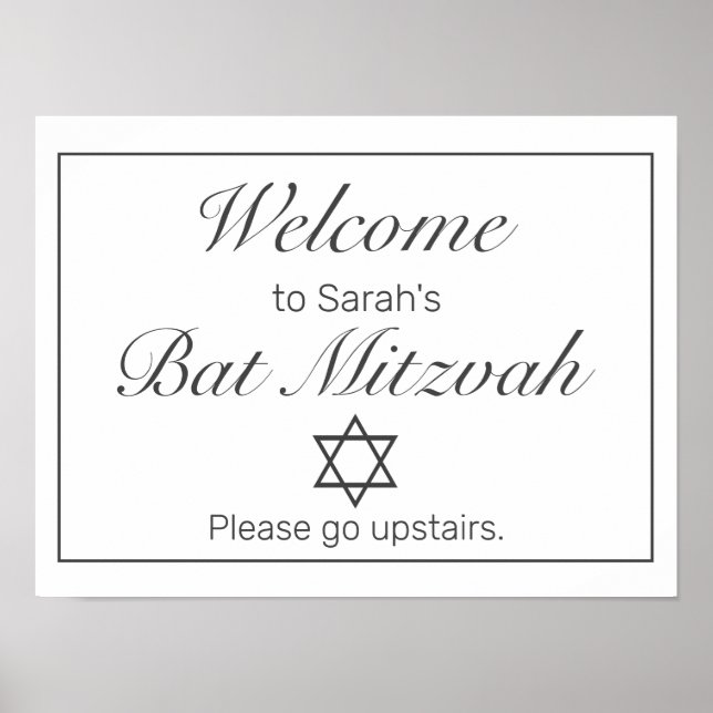 Modern Minimalist White Mitzvah Welcome Sign Poster (Vorne)