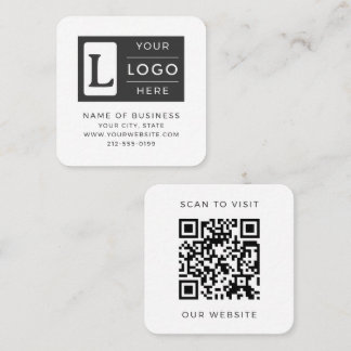 Modern Minimalist White QR Code Custom Logo Quadratische Visitenkarte