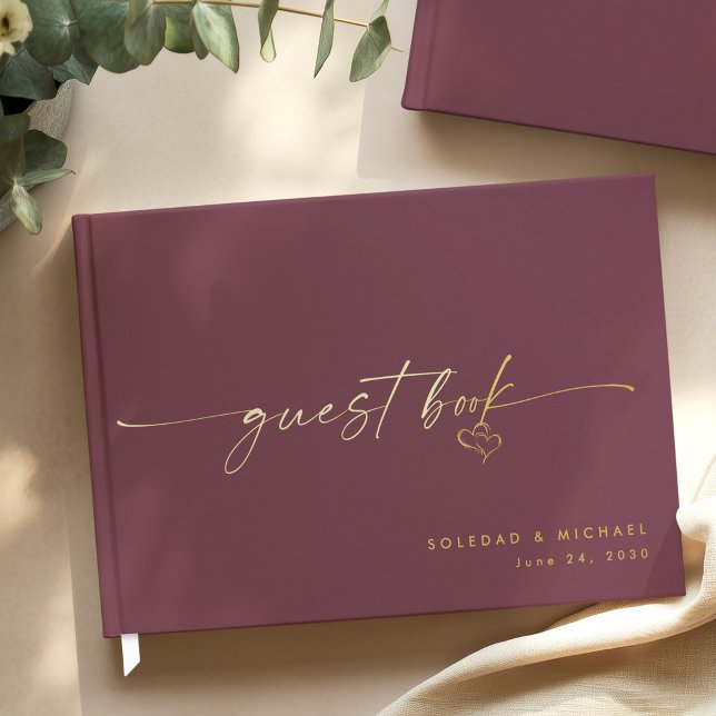 Modern Minimalist Wine Script Wedding Gästebuch (Von Creator hochgeladen)