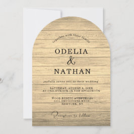 Modern Minimalist Wooden Texture Wedding Einladung