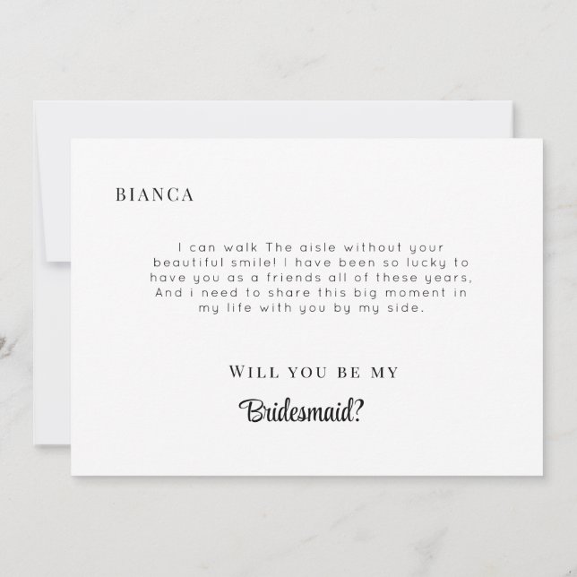 Modern MinimalistFunny Bridesmaid Vorschlag Card Einladung (Rückseite)