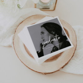 Modern Minimalistic Script Photo Graduation Party Serviette