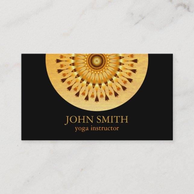 Modern Minimalistisch Black Gold Lotus Yoga Instru Visitenkarte (Vorderseite)
