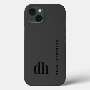 Modern Minimalistisch Black Monogram iPhone Hülle