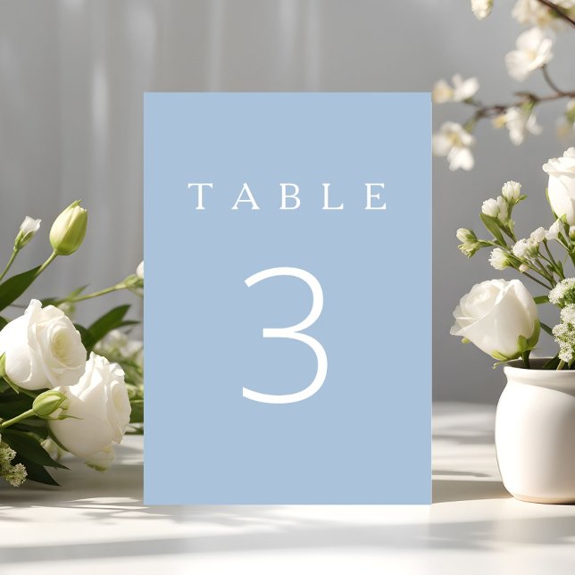 Modern Minimalistisch Blau Tischnummer (Modern Minimalist Blue Table Number)