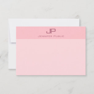 Modern Minimalistisch Blush Pink Monogram Template Mitteilungskarte