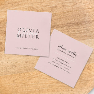 Modern Minimalistisch Blush Pink Scipt Typografie Quadratische Visitenkarte