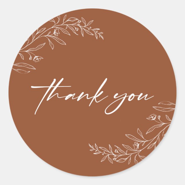 Modern Minimalistisch Boho Terracotta Script Runder Aufkleber (Vorderseite)