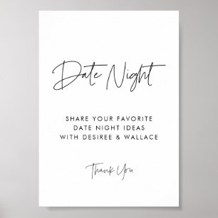 Modern Minimalistisch Date night ideas sign Poster