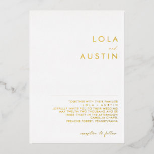 Modern Minimalistisch Echte Goldene Hochzeit Folieneinladung