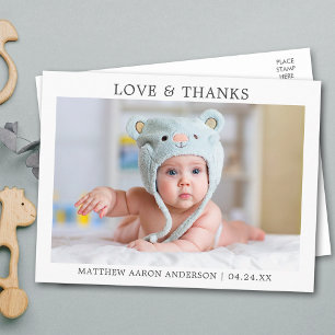 Modern Minimalistisch Einfach Liebe und Dank Baby Postkarte
