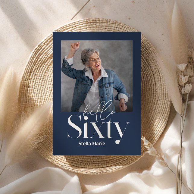 Modern minimalistisch einfache Marine blau 60. Geb Einladung (Von Creator hochgeladen)