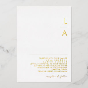 Modern Minimalistisch Gold Monogramm Echte Hochz Folieneinladung