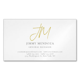 Modern Minimalistisch Gold Monogramm Schlicht Einf Magnetische Visitenkarte