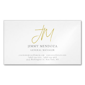 Modern Minimalistisch Gold Monogramm Schlicht Einf Magnetische Visitenkarte