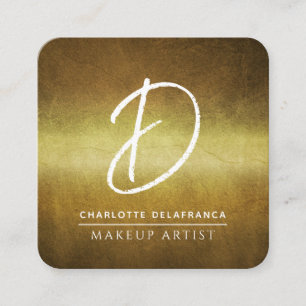Modern Minimalistisch Makeup Artist Monogram Gold Quadratische Visitenkarte
