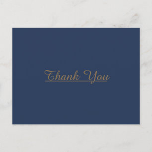 Modern Minimalistisch Navy Gold Hochzeits-Dankes Postkarte