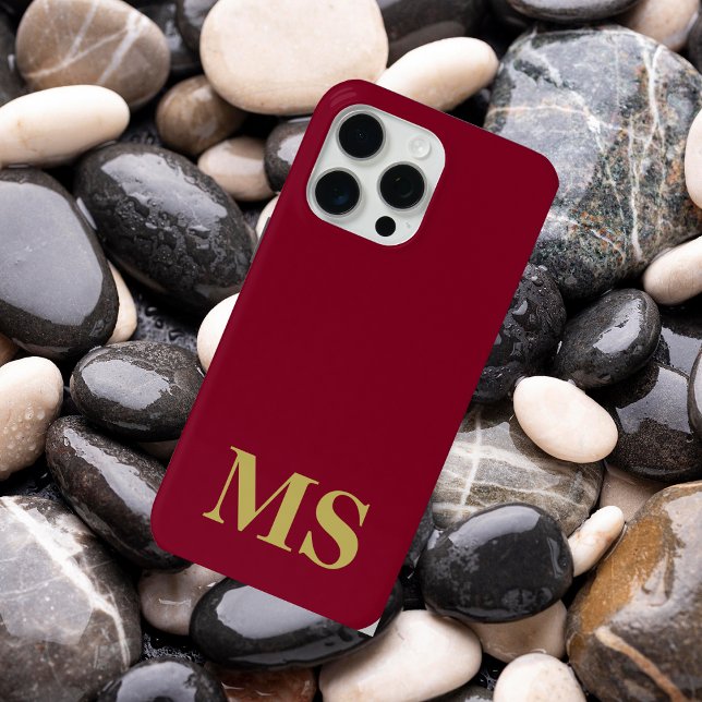 Modern Minimalistisch Red Custom Initial Monogram Case-Mate iPhone Hülle (Von Creator hochgeladen)
