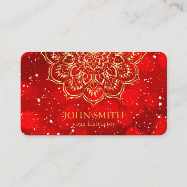 Modern Minimalistisch Red Gold Lotus Yoga Instruct Visitenkarte (Vorderseite)