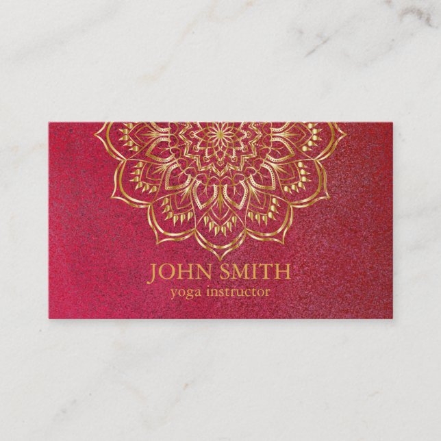 Modern Minimalistisch Red Gold Lotus Yoga Instruct Visitenkarte (Vorderseite)