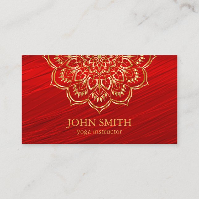 Modern Minimalistisch Red Gold Lotus Yoga Instruct Visitenkarte (Vorderseite)